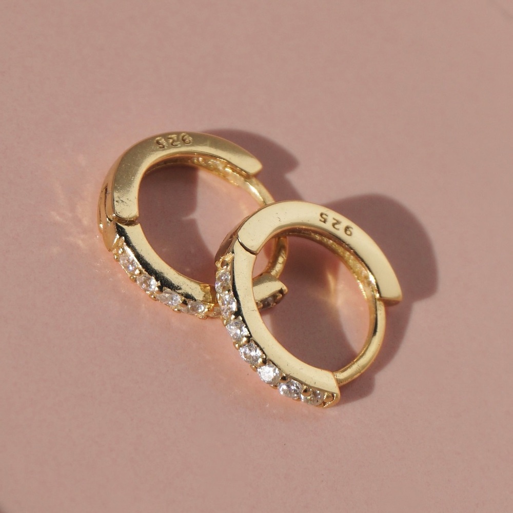 925 Sterling Silver 18k Gold Plated Huggies